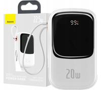 Baseus Powerbank avec charge rapide 20000Mah 20W Qc+Lightning cable Blanc