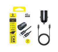 Baseus PrimeTrip VP2 Car Charger 45W Cosmic Black (with Baseus Mini White Series Fast Charging Cable USB-C to USB-C 60W (20V/3A), 1m, Black)