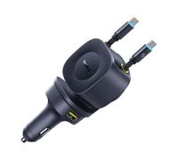 Baseus PrimeTrip VR2 Max Chargeur de voiture avec câble rétractable 60 W 3 x USB-C + 1 x USB-A - Noir cosmique