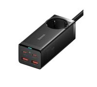 Baseus PSZM000401 Chargeur Secteur Universel 100W GaN, 4 Ports USB (2x Type-C, 2x Type-A), 4 Prises Type F, Charge Rapide, Câble 1.5m