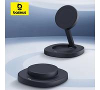 Baseus Qi2 15W support de chargeur sans fil pliable Angle de vision réglable magnétique pour iPhone 16 15 14 13 AirPods 2e 3e génération Pro Add 20W EU Plug