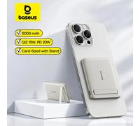Baseus Qi2 batterie externe magnétique avec béquille PD 20W 5000mAh Portable sans fil charge rapide PowerBank pour iPhone Samsung Xiaomi Titanium