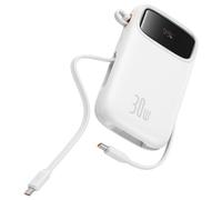 Baseus QPow2 Batterie Externe 10000mAh LiPo Blanc - USB-A & USB-C, Power Delivery 3.0, Quick Charge 3.0, 30W, Écran Intégré
