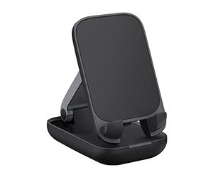Baseus Seashell Series Support de téléphone pliable noir - Support de téléphone portable entièrement réglable - Compatible avec téléphones 14, 13, 12, 11 Pro Xs Max Xr X 8, tablettes (7-10") (noir)