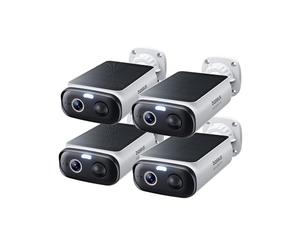 Baseus Security S1 Lite 4-Cam Caméra Surveillance WiFi Extérieur sans Fil Solaire, IP67, 2K 135°, Vision Couleur, Caméra Batterie, Detection Humaine, Pas de Frais, Fonctionne avec Alexa & Google