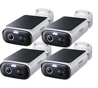 Baseus Security S1 Lite Lot de 4 caméras de Surveillance extérieures avec Batterie Solaire Wi-FI, IP67, résistant aux intempéries, 2 K, 135°, Vision Nocturne en Couleur, sans Frais, Compatible avec