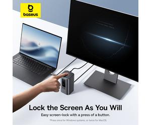 Baseus Série Wisdom WIN Station d'accueil de bureau 11-en-1 - Gris spatial