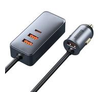 Baseus Share Together Car Charger With Extension Cord, 3x Usb, Usb-C,