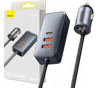 Baseus Share Together, chargeur allume-cigare, 2x USB-A + 2x USB-C, 120W, pour cockpit et siège arrière, gris
