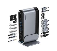 Baseus Station d'accueil 17 en 1 avec 3 moniteurs 4K @ 60 Hz avec 2 HDMI, DisplayPort, 5 USB Data 3.0 5 Gbps, PD 100 W, Gigabit Ethernet pour HP/Lenovo/Dell/MacBook/Surface Laptop