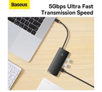 baseus adapter hub type-c sur 3xusb3.0 + type-c + hdmi 4k pd 100w (wkqx040001) noir