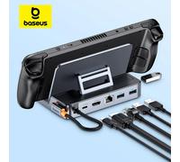 Baseus - Station d'accueil USB C pour Steam Deck, commutateur 6 en 1 de Type C à 4K @ 60Hz, Hub Gigabit Ethernet USB 3.0 compatible HDMI As the pictures