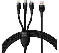 Baseus Câble de charge rapide Flash Series Ⅱ USB-A vers M+L+C 100 W 1,2 m Noir