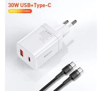 Baseus Super Si 30w Usb C Chargeur Adaptateur Pour Iphone 14 13 12 Pro Max Ipad Type C Qc 3.0 Pd Charge Rapide Pour Xiaomi Chargeur Rapide