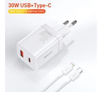 Baseus Super Si 30w Usb C Chargeur Adaptateur Pour Iphone 14 13 12 Pro Max Ipad Type C Qc 3.0 Pd Charge Rapide Pour Xiaomi Chargeur Rapide