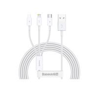 Baseus Superior Câble USB 2.0 1.5m USB-A vers USB-C/Micro USB A/Lightning, 480 Mbit/s, Blanc, 3.5A, Connecteurs Mâles, TPE