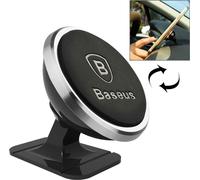 Baseus Support magnétique universel rotatif à 360 degrés avec autocollant pour iPhone, Galaxy, Huawei, Xiaomi, LG, HTC et autres smartphones (Argent)