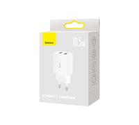 Baseus Travel Charger Compact Wall Charger U+u, 10.5w Eu White (ccxj0