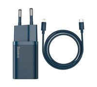 BASEUS Travel Charger Set Super Si 1C QC (with Simple Wisdom Cable Type-C to Lightning 1m) 20W Blue (TZCCSUP-B03)