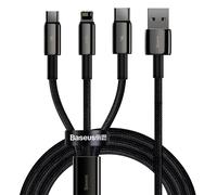 Baseus Câble USB Tungsten Gold 3-en-1 USB 2.0 1,5 m USB A/USB-C/Micro-USB/Lightning Noir