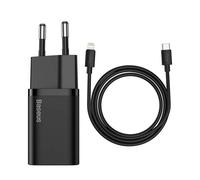 Baseus Chargeur secteur Super Sir SI Quick Charger 1C USB-C 20W avec câble Lightning 100 cm Noir