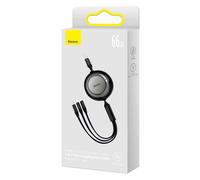 bright mirror 2 cable retractable 3in1 usb type a micro usb + lightning + usb type-c 66w 1.1m noir (camj010101)