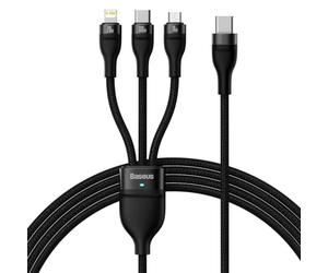 Baseus Universal Flash Series II 3-in-1 Fast Charging Data Cable (Type-C to Micro + Lightning + Type-C) 100W, 1.5m Black