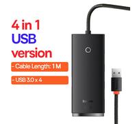 Baseus USB HUB 4 en 1 USB C HUB USB Type C vers Multi USB 3.0 adaptateur pour MacBook Pro Air Huawei Mate 30 USB-C 3.0 répartiteur - Type USB A 100CM