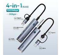 Baseus USB Hub type-c USB-A adaptateur vers USB 3.0 5Gbps transfert de données RJ45 Gigabit Ethernet 4 en 1 Station d'accueil Hub pour MacBook - Type 4-in-1 with USB RJ45 #B