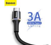 Baseus usb type c cable pour Samsung Xiaomi Redmi Note 7 Oneplus 7 Pro type c chargeur telephone portable câble USB-C de charge rapide 2m protection cable Black