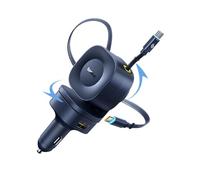 Baseus VR2 Max Chargeur de voiture rétractable 240 W avec double câble USB C rétractable pour iPhone 16 15 14 Pro Max, Samsung Galaxy S25 Ultra, Android, iPad, MacBook