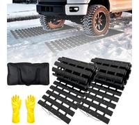 BASHIK Tapis de traction portable pour voiture/camion dans la boue, la neige, la glace, le sable, gants de force de préhension solides et 1 sac attaché (lot de 2, 120,7 x 26,9 cm)