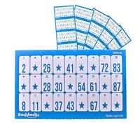 Bashtastic 504 Carton Loto - Carton Bingo pour Jeu de Loto 90 Boules, Idéals pour Jouer avec Jetons Loto, Numérotés et Tous Différents. Cartons Résistants 240 g (Couleur Bleue)