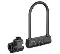 BASI | Antivol en U avec code numérique à 4 chiffres avec support de cadre | Épaisseur de l'anse de 14 mm | Antivol de vélo U avec étrier rond | Serrure pour vélo, vélo électrique, moto | Protection