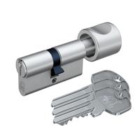 BASI Cylindre à bouton profilé AS K35/55 mm - Pour portes d'entrée de maison et d'appartement - Serrure à cylindre - 3 clés - Protection contre le perçage - Fermeture différente/fermeture individuelle