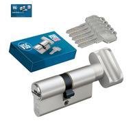 BASI Cylindre à bouton profilé V55 K30/35 mm - Double cylindre pour portes d'entrée de maison et d'appartement - Serrure à cylindre - 5 clés réversibles et carte de code - Protection contre le