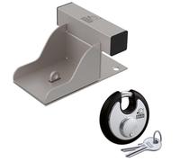 BASI | Kit de sécurité supplémentaire de portail avec cadenas à étrier rond | Sécurité de porte de garage pour un ancrage fixe au sol | Verrouillage de porte de garage en acier