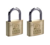 BASI Lot de 2 cadenas | 40 mm | Avec arrêt d'eau | Fermeture identique | Boîtier en laiton massif | Anse en acier trempé | Cadenas solide | Épaisseur de l'anse : 6 mm | Lot de 2