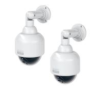 BASI | Lot de 2 caméras dôme factice avec lumière LED clignotante | Caméra factice | Caméra de surveillance pour l'intérieur et l'extérieur protégé | Support à 360 ° | Blanc | CCTV