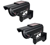 BASI Lot de 2 caméras solaires factices avec lumière LED clignotante - Caméra factice - Caméra de sécurité - Caméra de surveillance pour intérieur et extérieur - Fonctionne à l'énergie solaire -