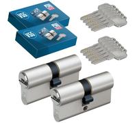 BASI | Lot de 2 cylindres doubles profilés V55 N+G | Diverses longueurs | Fermeture identique | Serrure à cylindre avec 5 clés réversibles | Fonction d'urgence et de danger | Haute protection |