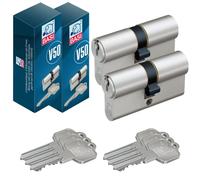 BASI Lot de 2 cylindres profilés V50 à double cylindre 35/50 mm - Fermeture identique - Cylindre profilé - Cylindre de porte pour portes d'entrée de maison - Serrure à cylindre avec 3 clés
