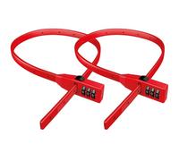 BASI Lot de 2 serrures de câble - Bandes de sécurité universelles avec noyau en acier - Ultra légères et flexibles - Verrou multifonction - Couleur : rouge
