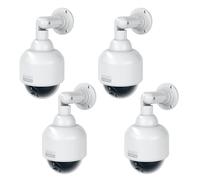 BASI | Lot de 4 caméras factice avec lumière LED clignotante | Caméra factice | Caméra de surveillance pour l'intérieur et l'extérieur protégé | Support à 360 ° | Blanc | CCTV