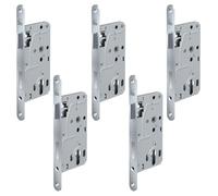 BASI Serrure à larder pour portes de chambre - DIN droite - Cylindre profilé PZ - Serrure de porte de chambre - Têtière ronde en acier inoxydable 235 x 20 mm - Distance au canon 55 - Espacement 72 mm