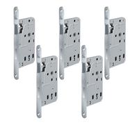 BASI Serrure à larder pour portes de chambre - DIN droite/gauche - Serrure B - Serrure de porte de chambre - Têtière ronde en acier inoxydable 235 x 20 mm - Distance au canon 55 - Espacement
