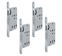 BASI Serrure à larder pour portes de chambre - DIN droite/gauche - Serrure B - Serrure de porte de chambre - Têtière ronde en acier inoxydable 235 x 20 mm - Distance au canon 55 - Espacement