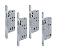 BASI Serrure à larder pour portes de chambre - DIN droite - Serrure B - Serrure de porte de chambre - Têtière ronde en acier inoxydable 235 x 20 mm - Distance au canon 55 - Espacement 72 mm - 4