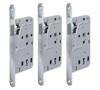 BASI Serrure à larder pour portes de chambre - DIN droite - Serrure B - Serrure de porte de chambre - Têtière ronde en acier inoxydable 235 x 20 mm - Distance au canon 55 - Espacement : 72 mm