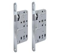 BASI Serrure à larder pour portes de chambre - DIN droite - Serrure B - Serrure de porte de chambre - Têtière ronde en acier inoxydable 235 x 20 mm - Distance au canon 55 - Espacement : 72 mm
